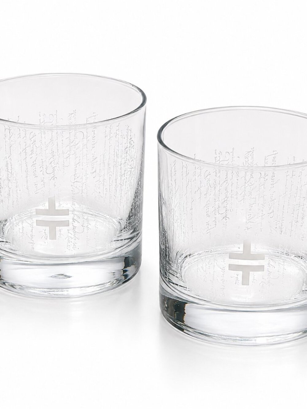 Set of 2 Slovenia Clear Etched Double Old Fashioned Glasses